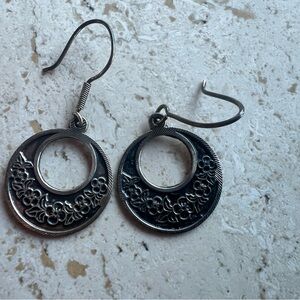 New Sterling Silver Crescent Floral Dangle Earrings from Cabo San Lucas, Mexico